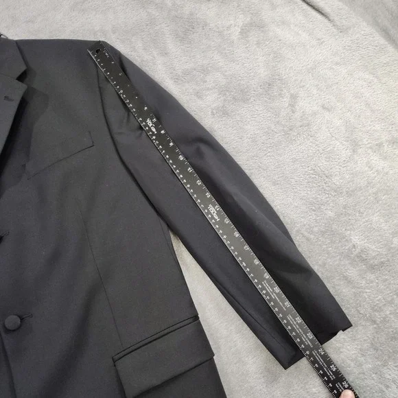 Calvin Klein Tuxedo Mens 40L Black 3‎ Button Notch Satin Lapel Wool Pants 32x33